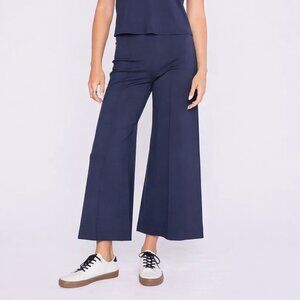 Ripley Rader Pointe Knit Wide Leg Pants Womens 4 Navy Blue High Rise Minimalist